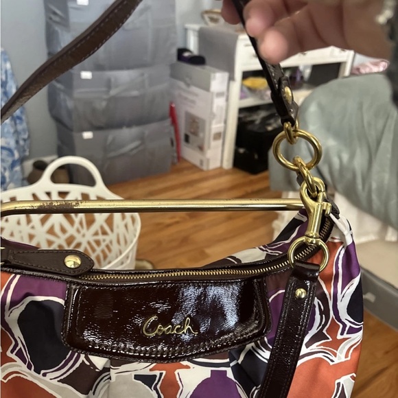 Coach Purple, Orange, Cream & Black Circular Print Shoulder Bag - Picture 3 of 7
